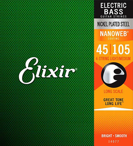 Струны для бас-гитары Elixir 14077 NanoWeb  #1 - фото 1