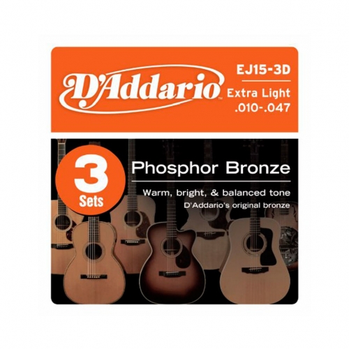 Струны для акустической гитары D'Addario EJ-15-3D #1 - фото 1