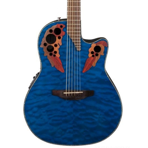 Электроакустическая гитара Ovation CE 44P-8TQ Celebrity Elite Plus Mid Cutaway Trans Blue Quilt Maple #1 - фото 1