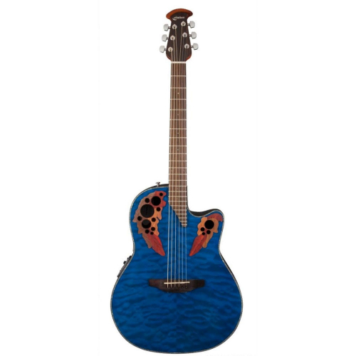 Электроакустическая гитара Ovation CE 44P-8TQ Celebrity Elite Plus Mid Cutaway Trans Blue Quilt Maple #2 - фото 2