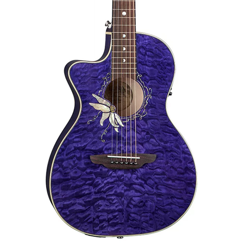Электроакустическая гитара Luna FLO PF QM Lefty passionflowers #1 - фото 1