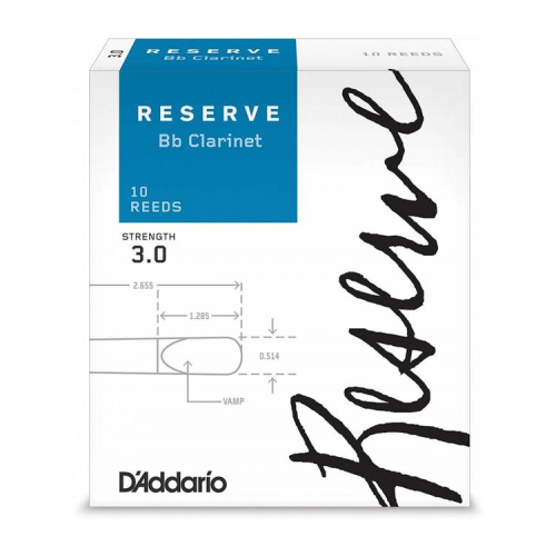 Трость для кларнета D`Addario WOODWINDS DCR1030 RESERVE BB CL - 10 PACK - 3.0 #1 - фото 1