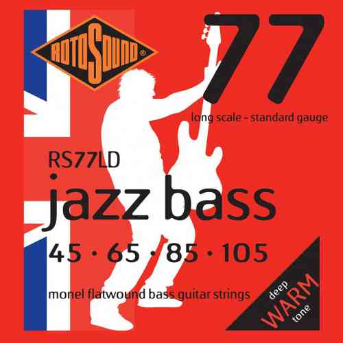 Струны для бас-гитары Rotosound RS77LD JAZZ BASS FLATWOUND STRINGS MONEL #1 - фото 1