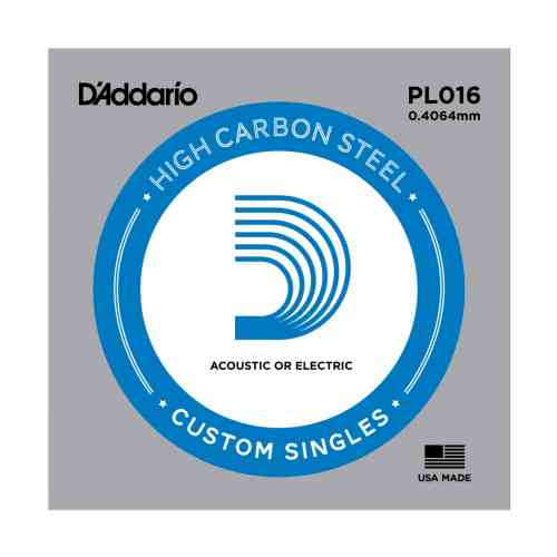Струны для акустической гитары D`Addario PL016 Single Plain Steel 016 #1 - фото 1