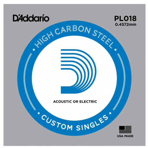 Струны для акустической гитары D`Addario PL018 Single Plain Steel 018 #1 - фото 1