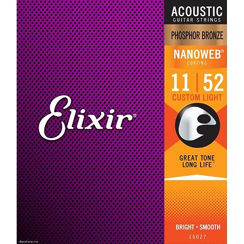 Струны для акустической гитары Elixir 16027 NanoWeb  #1 - фото 1