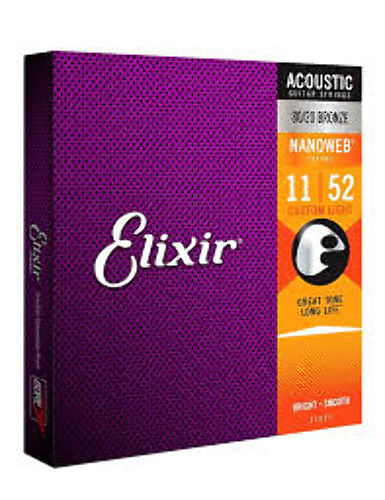 Струны для акустической гитары Elixir 16538 80/20 (.011-.052) #1 - фото 1