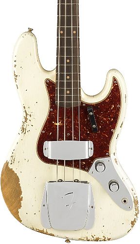 Бас-гитара Fender 1961 JAZZ BASS® HEAVY RELIC®, ROSEWOOD FINGERBOARD AGED OLYMPIC WHITE #1 - фото 1