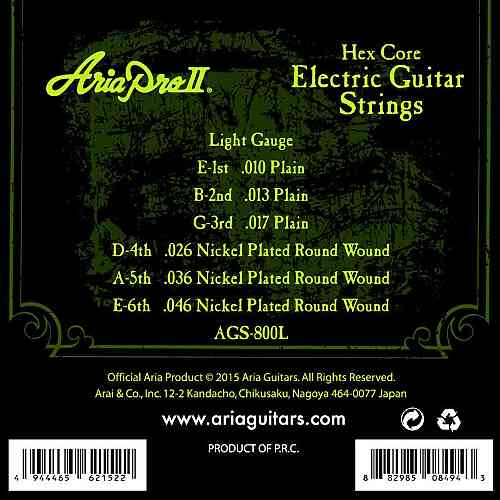 Струны для электрогитары Aria AGS-800L  #2 - фото 2