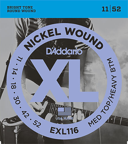 Струны для электрогитары  D`Addario EXL116 XL NICKEL WOUND Meduim Top/Heavy Bottom 11-52 #1 - фото 1