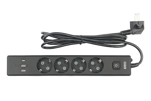 Переходник PC-7B-2M PowerCube Удлинитель, 4 розетки, 3 USB-порта #1 - фото 1